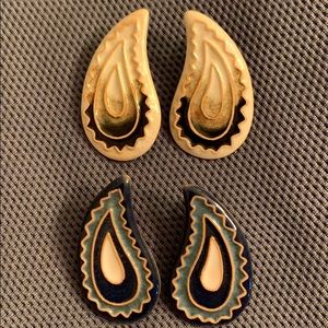 Vintage Paisley Earrings - 2 pairs